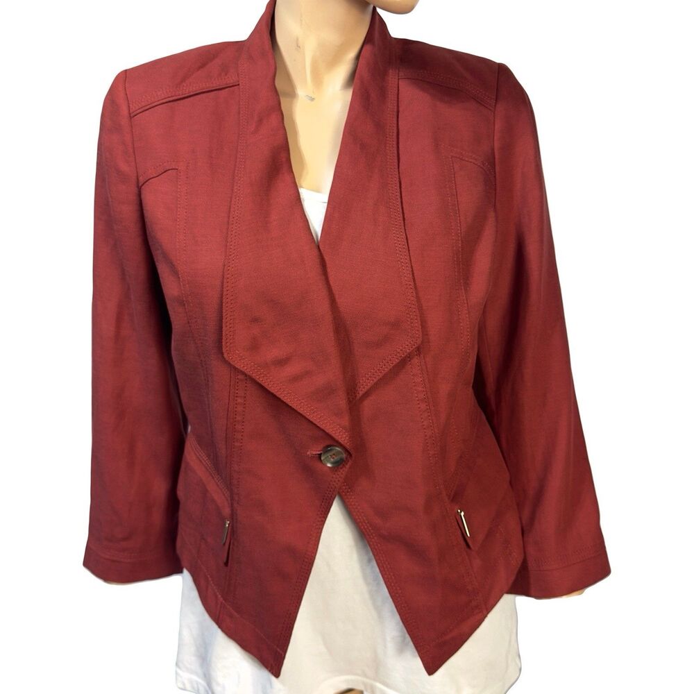 White House Black Market WHBM Linen Blend Blazer Women’s Size 10 Cinnamon NWT
